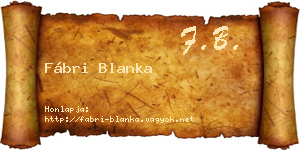 Fábri Blanka névjegykártya